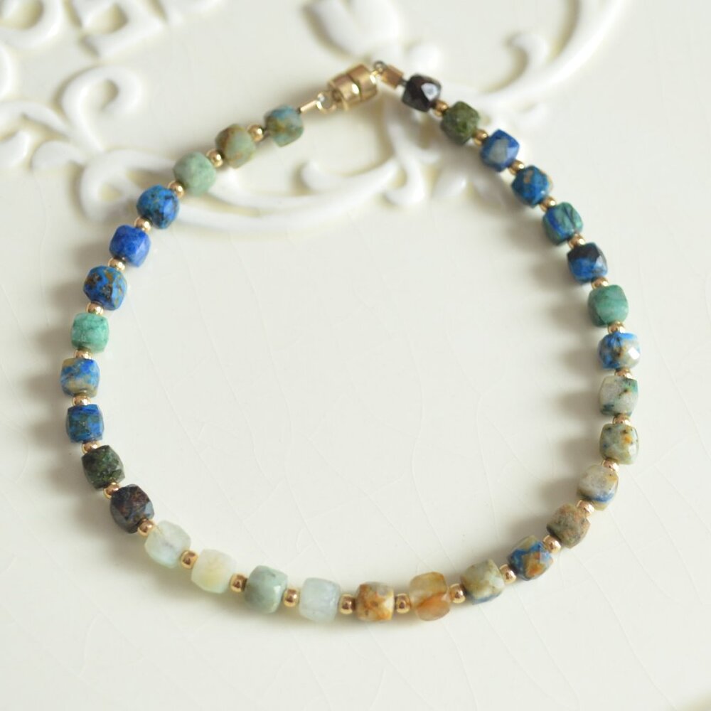 Chrysocolla Gemstone Beaded Bracelet - Handmade